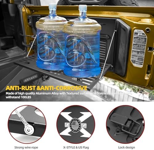 X-Style Tailgate Table for Jeep Wrangler JK JL 2007-2026, US Flag Drop Down - Image 3