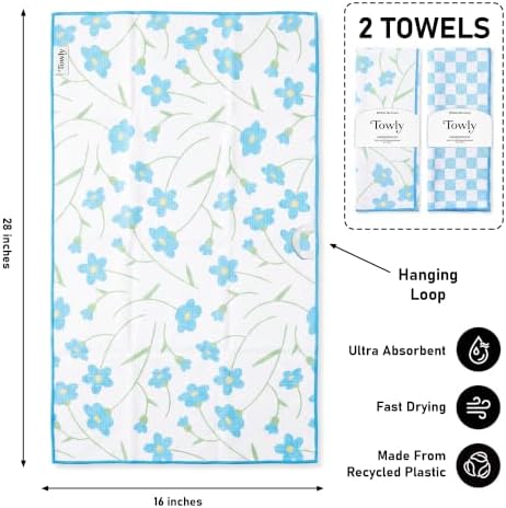 Kitchen Towels Set of 2, Double-Sided 16x28 Microfiber Waffle Weave Dish Towels - Image 2