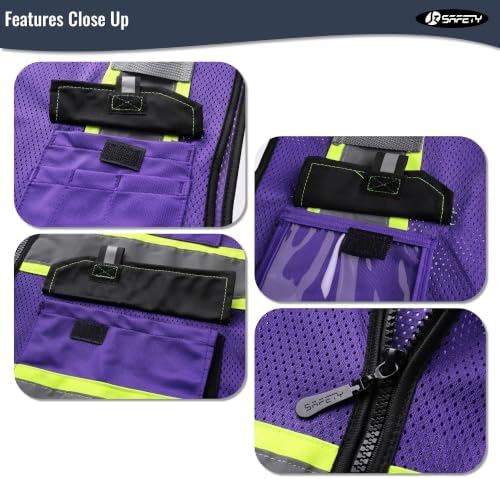 JKSafety Safety Vest for Men Women Hi Vis Reflective Vest JK220 PurpleB S - Image 3