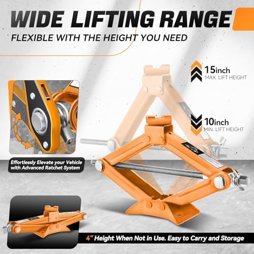 Auto Dynasty Scissor Jack, 1.5 Ton Portable Car Lift Jack, Quick Lift Car Tire - Image 3