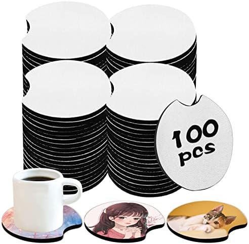 100 PCS Sublimation Blank Car Coasters, 2.75 in Circular Opening Blank by NEOACT