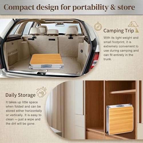 6ft Aluminum Alloy Folding Table Wood Grain Portable Camping Picnic Table 3 - Image 6