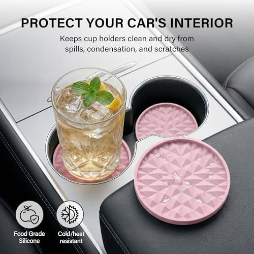 Silicone Car Coasters Set of 4, 3.15" Cup Holder Mats - Image 3