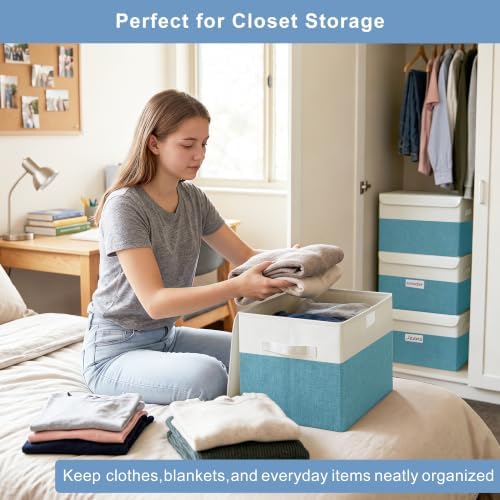 Bagnizer Large 22 Quart Linen Fabric Foldable Storage Bin Cube Organizer Basket - Image 3