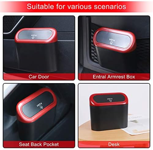 Accmor Car Trash Can with Lid, Mini Vehicle Dustbin Garbage Organizer Bin Holder - Image 3