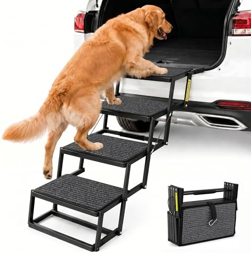 4-Step Heavy Duty Dog Stairs for Large Dogs, Car & SUV, 20-24 in by Unknown