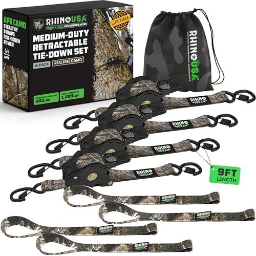 Rhino USA Retractable Ratchet Straps - 1in x 9ft by RhinoUSAInc
