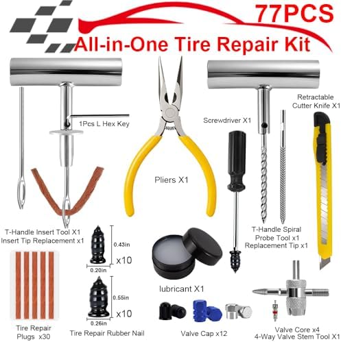 77Pcs Tire Plug Kit, Heavy Duty Tire Repair - Image 2