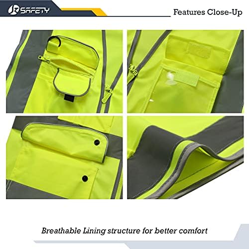 JKSafety Safety Vest for Men Women Reflective Hi Vis JK150 Yellow 4XL - Image 4