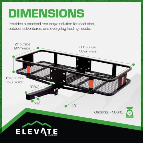 Apex CCB-F6020-DLX 60” Long Steel Basket Folding Hitch Cargo Carrier - Image 4