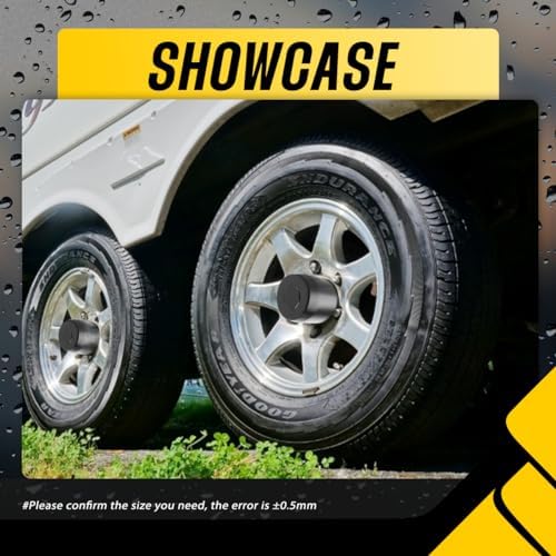 4Pcs 4.9" Stainless Trailer Wheel Center Caps, 4.47" H Matte Black - Image 4