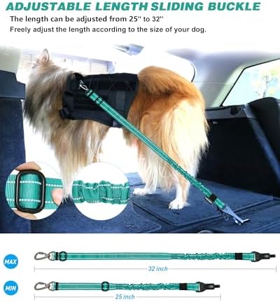 AUBELL Dog Seat Belt for Car, Updated 3-in-1 Bungee Dog Car Harness - Image 6