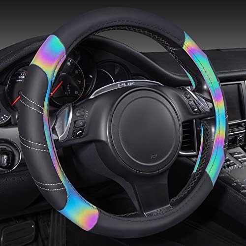 CAR PASS Line Rider Microfiber Leather Sporty 14.5-15 inch Steering Wheel Cover by CARPASS