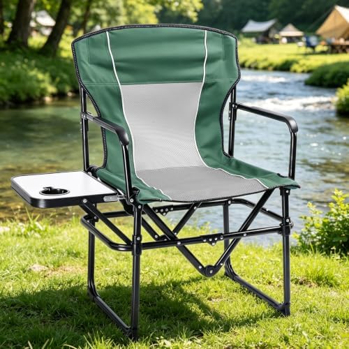 2 Pack Camping Chairs with Side Table & Cup Holder 400 lbs - Image 2