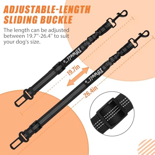 IBWell Dog Seat Belt, 3 Piece Set Retractable Dog Car Harness Adjustable Dog - Image 2