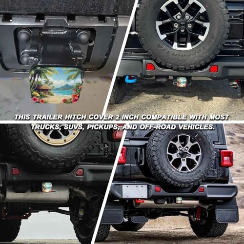 2 Inch Tropical Beach House Trailer Hitch Cover Rubber Receiver Tube Plug Cap - Image 5