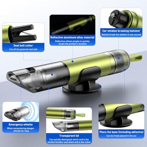 Car Safety Hammer Seatbelt Cutter and Survival Whistle Safe Transparent - Image 6