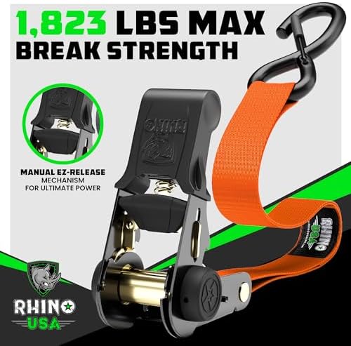 Rhino USA Ratchet Straps Tie Downs - 1in x 15ft - Image 2