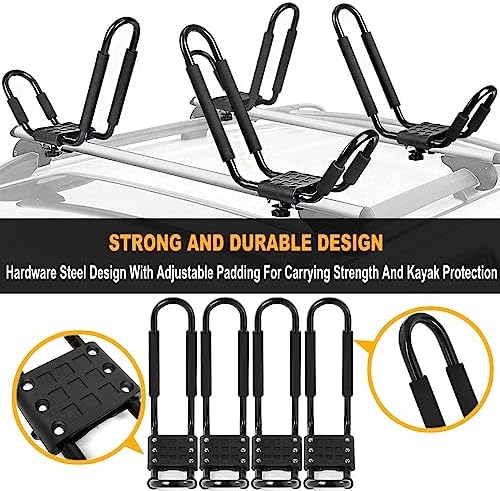Aluminum J-Bar Rack Universal Kayak Roof Rack Canoe Boat Surf Ski Carrier Roof - Image 2