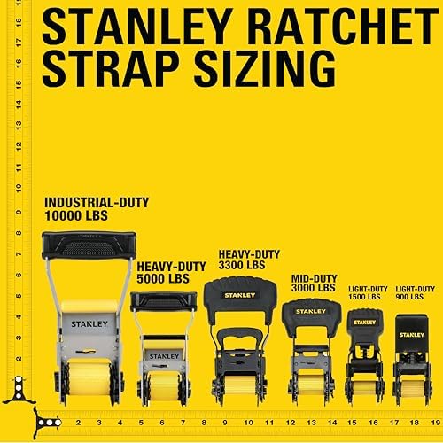 STANLEY 1" x 10' x 1, 500 lbs Light-Duty Ratchet Straps - Image 3