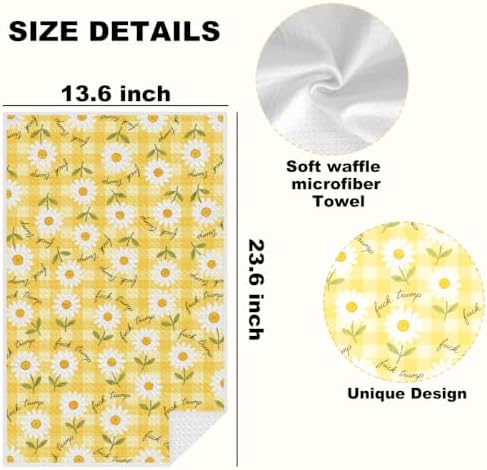 Daisy Floral Trump Kitchen Towels Funny Gifts - Image 2