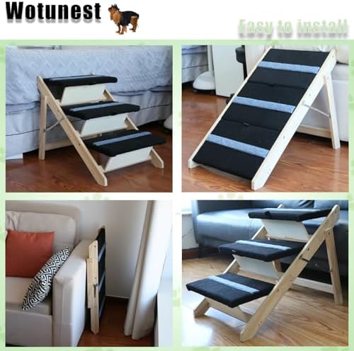 2-in-1 Indoor Pet Ramp, Wooden Folding 3-Tier Pet Stairs - Image 6