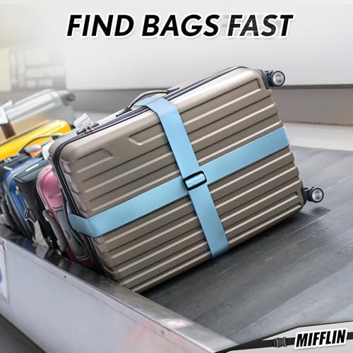Luggage Straps - Blue, 2 Inches Wide, 4 Pack - Adjustable Nylon Belt - Image 5