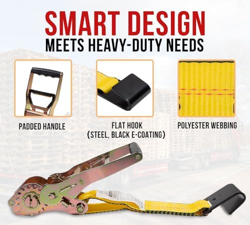 2" x30' Self-Tensioning Ratchet Tie Down Straps - Image 2