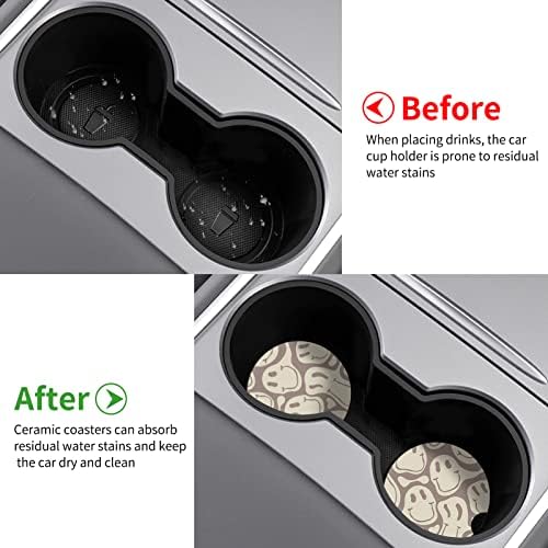 Car Coasters, 2.56 inches Ceramics Heat Resistant Anti Slip Cork Base Car - Image 4