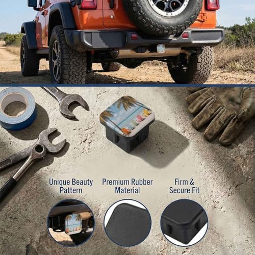 2 Inch Hawaiian Beach Chairs Trailer Hitch Cover Rubber Receiver Tube Plug Cap - Image 3