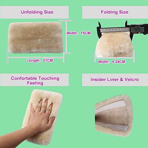 Green 2 Pack Sheepskin Car Seat Belt Cover Pads | Wool Seatbelt Cushions - Image 4