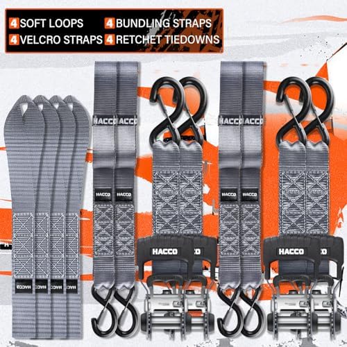 HACCOPLANET 1.6in Heavy Duty Ratchet Tie Down Straps 4PK - Image 4