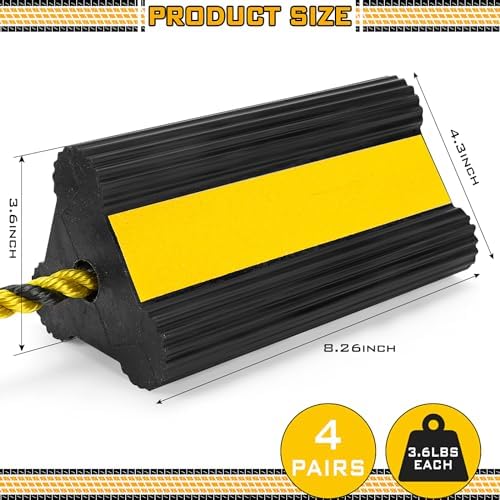 4 Pair Heavy Duty Rubber Wheel Chocks - Image 2