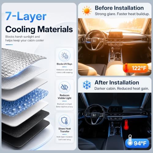 7PCS Car Window Shades for Nissan Altima 2022-2025, Full Set Windshield Side - Image 3