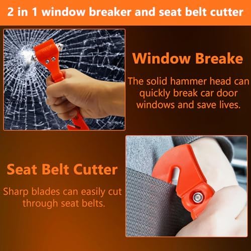 BFXM Car Window Breaker Hammer and Seat Belt Cutter 2-in-1, 3 Packs - Image 3