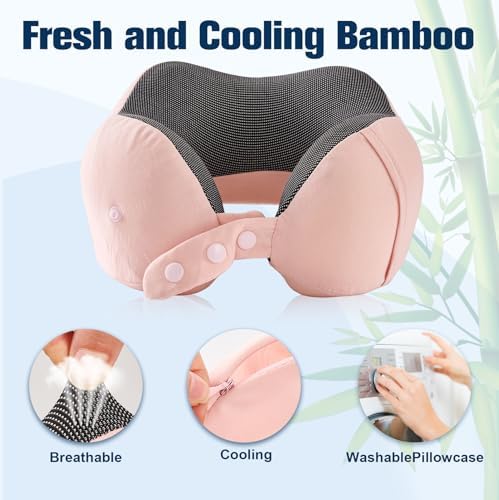 Cirorld Neck Pillow for Traveling, Travel Pillows for Airplanes Light Pink - Image 5
