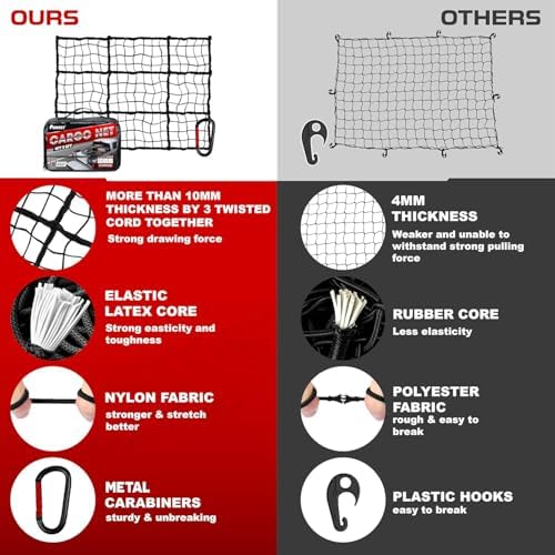 4'x6' Cargo Net for Pickup Truck Bed Stretch to 8'x12' Heavy-Duty 10mm Bed Net - Image 6