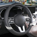 15 inch Cute Leather Steering Wheel Cover Black by Binsheo