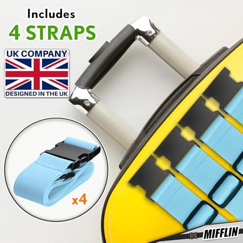 Luggage Straps - Blue, 2 Inches Wide, 4 Pack - Adjustable Nylon Belt - Image 4
