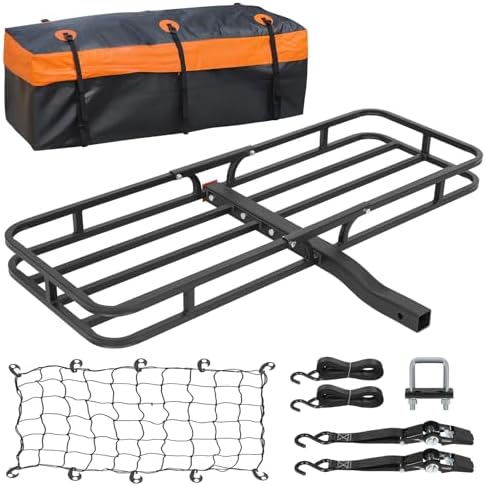 WEIZE Hitch Mount Cargo Carrier Basket 53" X 19" + Waterproof Cargo Bag by WEIZE