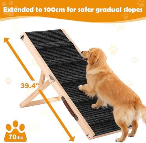 39" Foldable Dog Ramp 5-Level Adjustable Non-Slip - Image 2