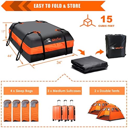 Car Roof Bag Rooftop Cargo Carrier Bag Waterproof 15 Cubic Feet roof Cargo - Image 6