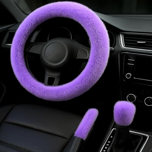Fluffy Steering Wheel Cover 3PCS Set – Plush Fuzzy Fur Steering Wheel Cover by Unknown