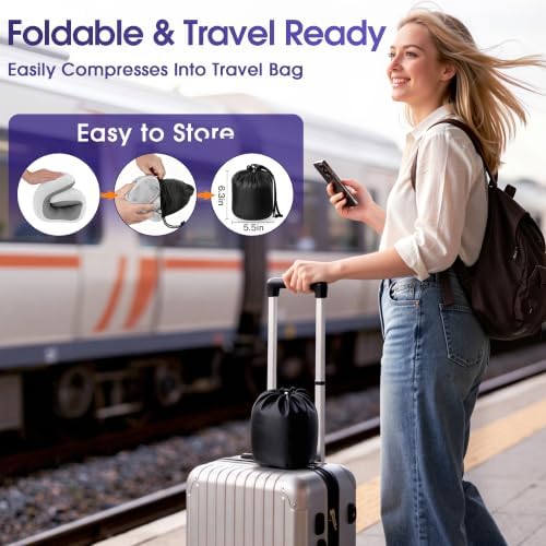 CloudBliss Neck Pillow for Sleeping, Memory Foam Travel Pillow, Light Grey - Image 3