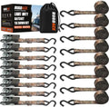 8PK Ratchet Tie Down Straps 1" x 10ft, 300lbs Load Capacity, Camo RUGOACE by RUGOACE