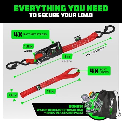 Rhino USA Heavy Duty Ratchet Tie Downs - Image 2