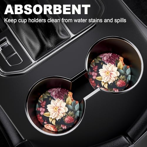 2 Pack Car Cup Holder Coasters, 2.63 inch Anti Slip Insert Absorbent Ceramic - Image 2