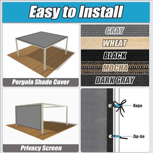 Amagenix 90% Shade Fabric 11'X 19' Gray Sun Shade Cloth - Image 4