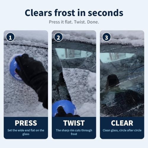 Windshield Ice Scraper for Car, 2 Pack, Round Cone Shaped Frost and Snow Remover - Image 3