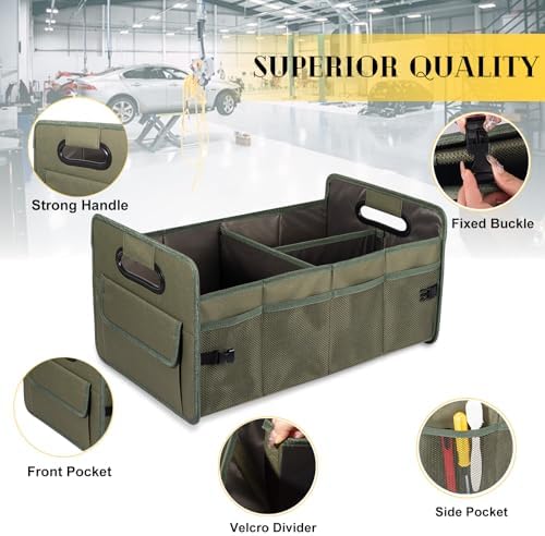 JiatuA Car Trunk Organizer, Collapsible Car Organizers and Storage Green - Image 3